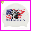 wholesale custom design national flag printing logo swim cap/diving cap/latex swim caps